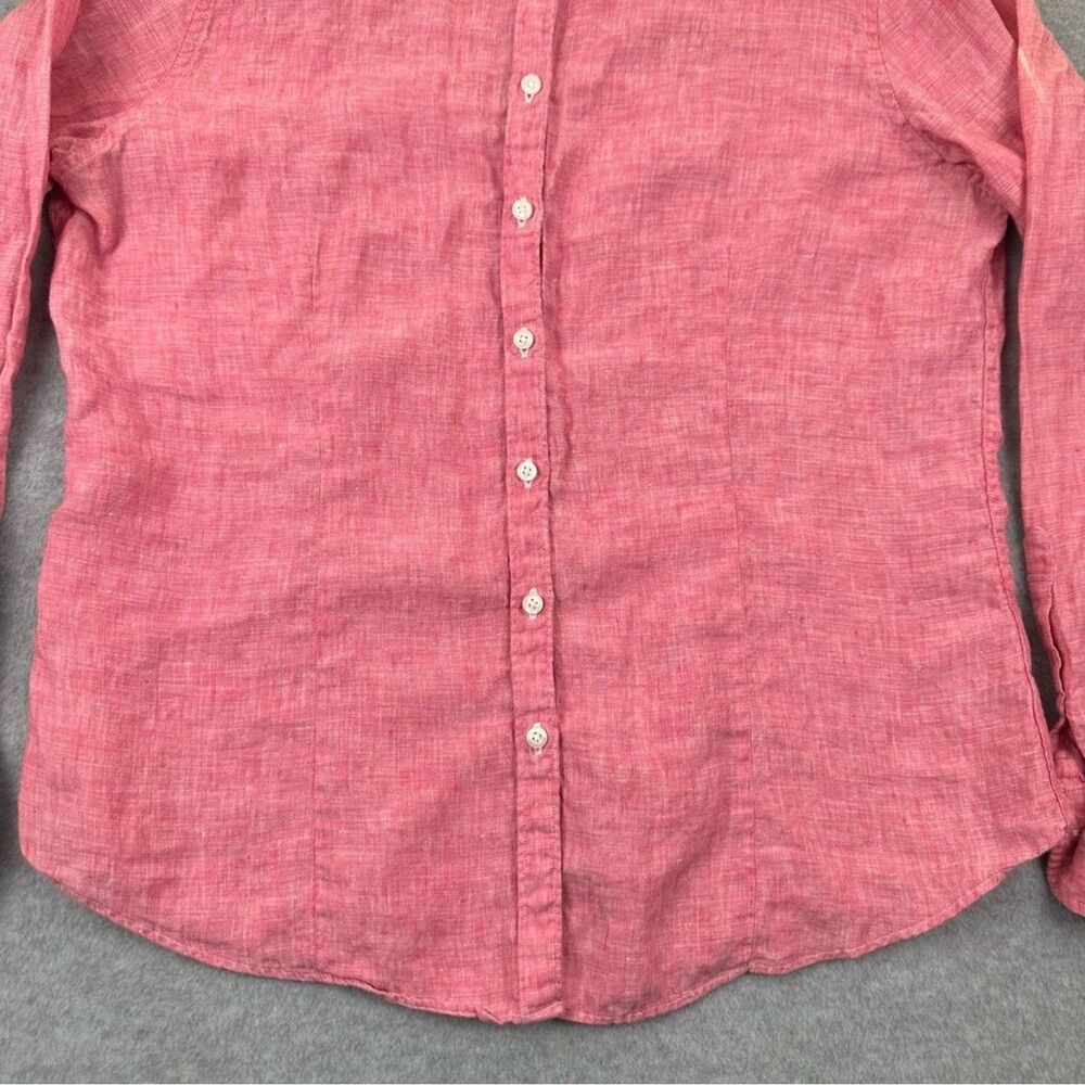 Brooks Brothers 346 Red Long Sleeve Button Up Shirt 100% Linen Womens Size 14 - Picture 4 of 13